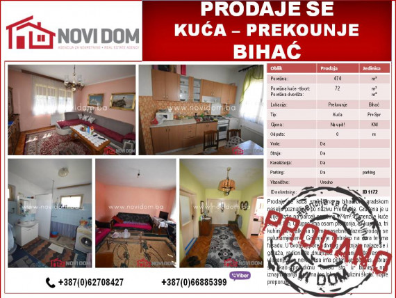 PRODANO - Kuća - Prekounje - BIHAĆ