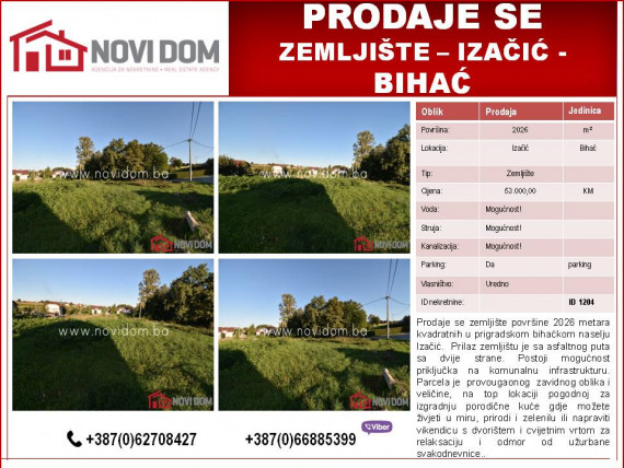 PRODAJE SE - Zemljište - Izačić - Bihać