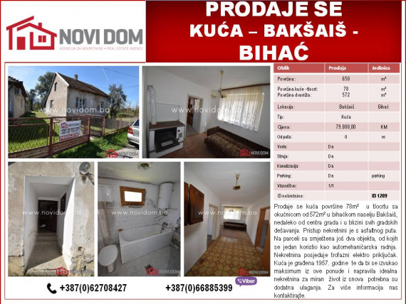 PRODAJE SE - Kuća - Bakšaiš - BIHAĆ