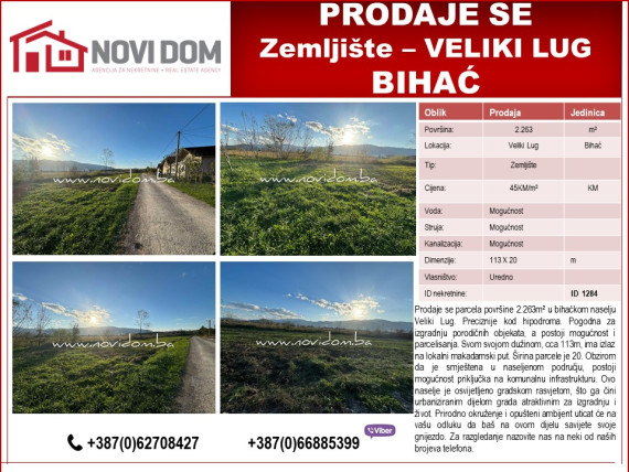 PRODAJE SE - Zemljište - Veliki lug - BIHAĆ