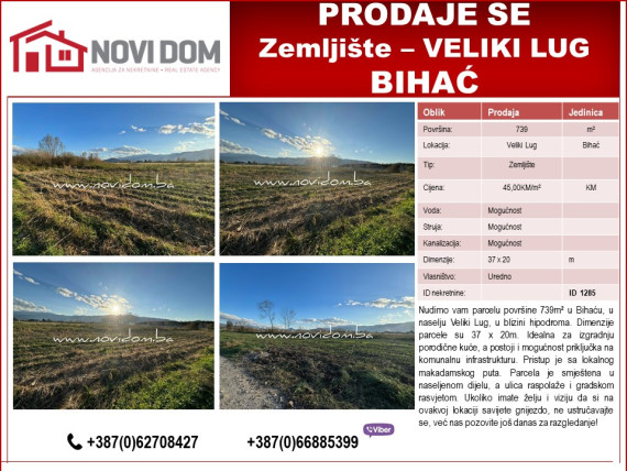 PRODAJE SE - Zemljište - Veliki lug - BIHAĆ