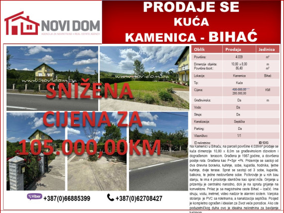 SNIŽENA CIJENA! - Kuća - KAMENICA - BIHAĆ