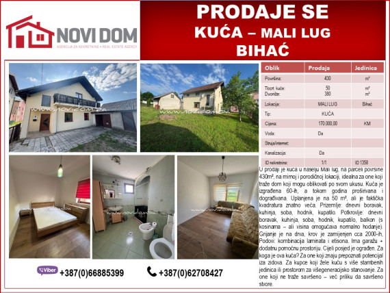  PRODAJE SE - Kuća - Mali lug - BIHAĆ
