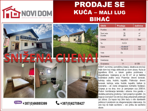 SNIŽENO - Kuća - Mali lug - BIHAĆ