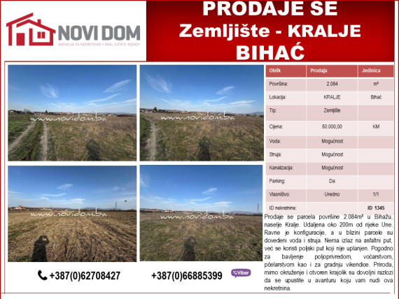 PRODAJE SE - Zemljište - KRALJE - BIHAĆ